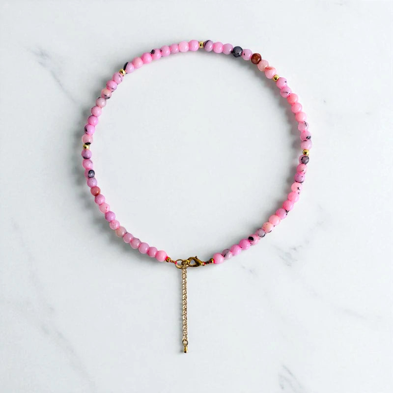 Blossom Jasper Set | Cherry Blossom Jasper - For Kids Girls | Includes: Necklace & Bracelet