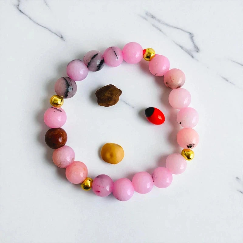 Blossom Jasper Set | Cherry Blossom Jasper - For Kids Girls | Includes: Necklace & Bracelet