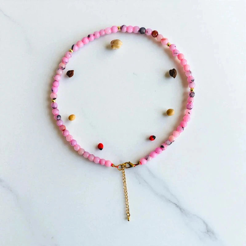 Blossom Jasper Set | Cherry Blossom Jasper - For Kids Girls | Includes: Necklace & Bracelet
