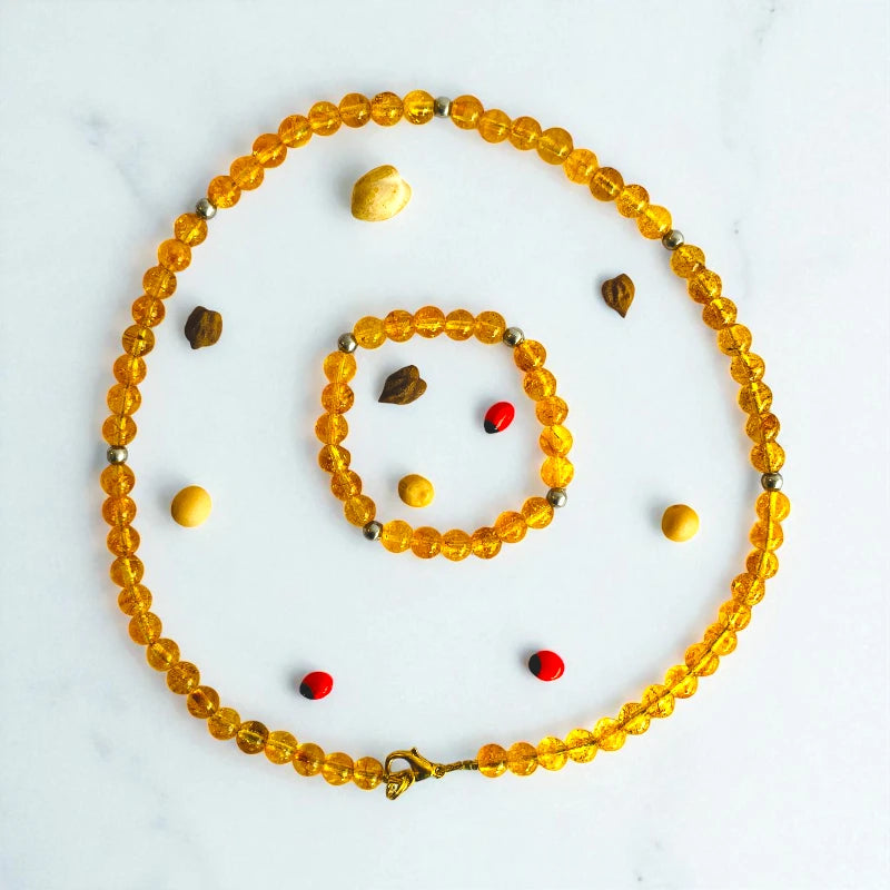 Sunny Citrine Set | Yellow Citrine - For Kids Girls | Includes: Necklace & Bracelet
