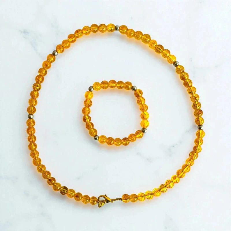 Sunny Citrine Set | Yellow Citrine - For Kids Girls | Includes: Necklace & Bracelet