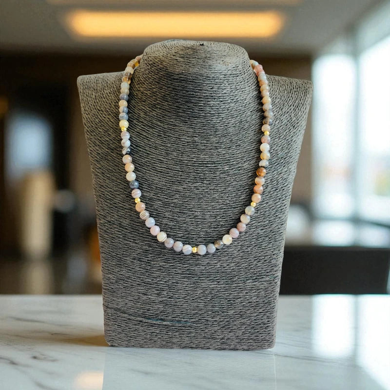 Striped Botswana Set | Botswana Agate - For Kids Girls | Includes: Necklace & Bracelet