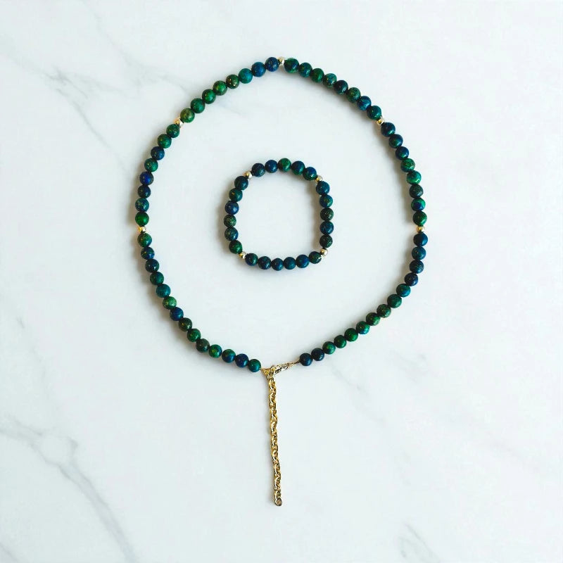Mystic Azurite Set | Azurite - For Kids Girls | Includes: Necklace & Bracelet