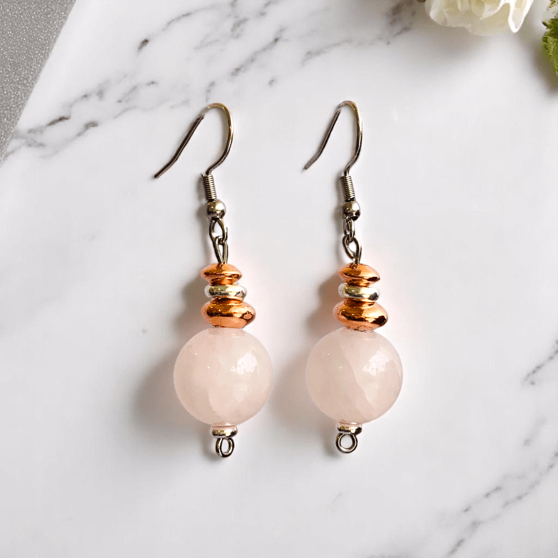 Tender Radiance Set | Rose Quartz Stone & 18K Gold Plating - For Women | Includes: 2 Necklaces, Bracelet, Earring