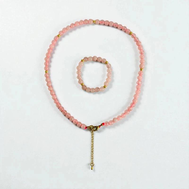 Love Quartz Set | Rose Quartz - For Kids Girls | Includes: Necklace & Bracelet