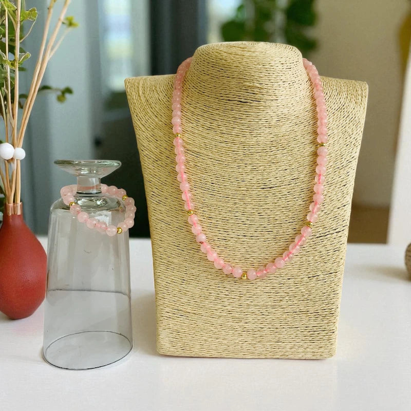 Love Quartz Set | Rose Quartz - For Kids Girls | Includes: Necklace & Bracelet