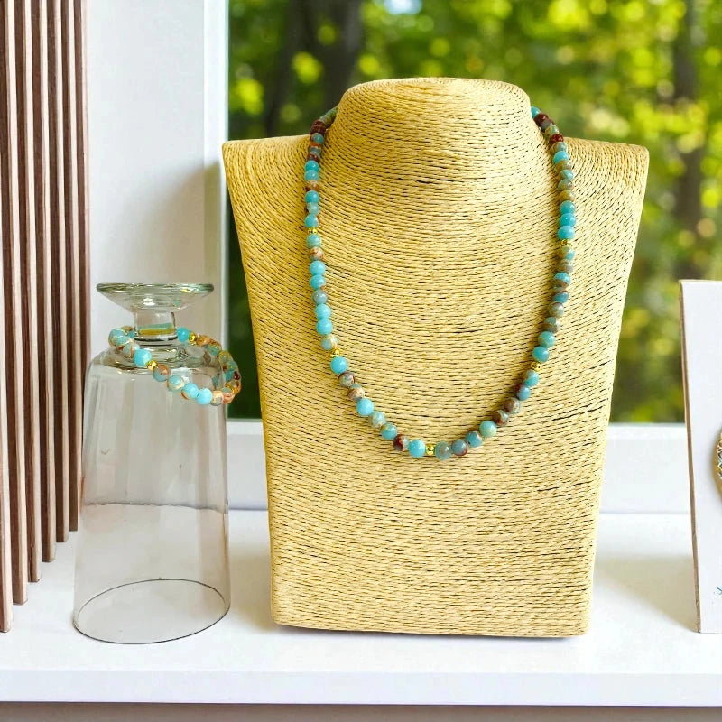 Calm Calcite Set | Caribbean Calcite - For Kids Girls | Includes: Necklace & Bracelet
