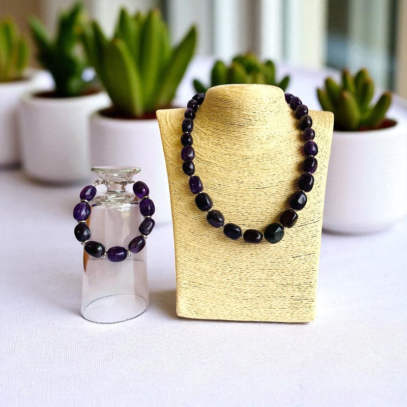 Calm Amethyst Set | Amethyst - For Unisex | Includes: Necklace & Bracelet
