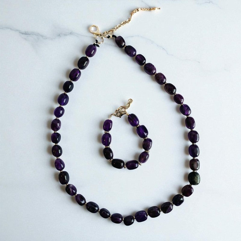 Calm Amethyst Set | Amethyst - For Unisex | Includes: Necklace & Bracelet