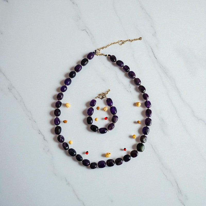 Calm Amethyst Set | Amethyst - For Unisex | Includes: Necklace & Bracelet