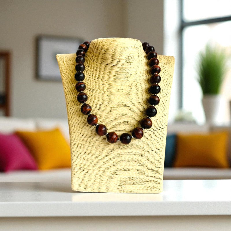 Brave Tiger Eye Set | Red Tiger Eye - For Unisex | Includes: Necklace & Bracelet
