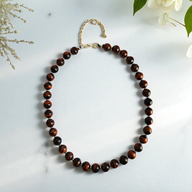 Brave Tiger Eye Set | Red Tiger Eye - For Unisex | Includes: Necklace & Bracelet