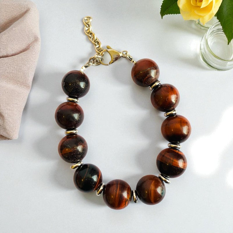 Brave Tiger Eye Set | Red Tiger Eye - For Unisex | Includes: Necklace & Bracelet