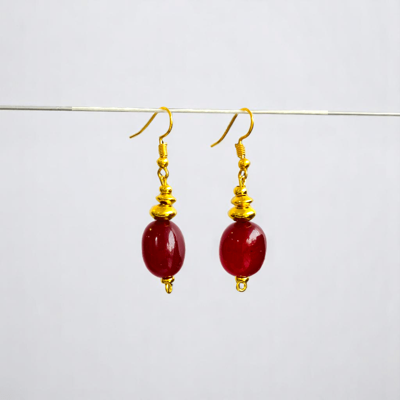 Radiant Flame Set | Red Onyx Stone & 18K Gold Plating - For Women | Includes: 2 Necklaces, Bracelet, Earring