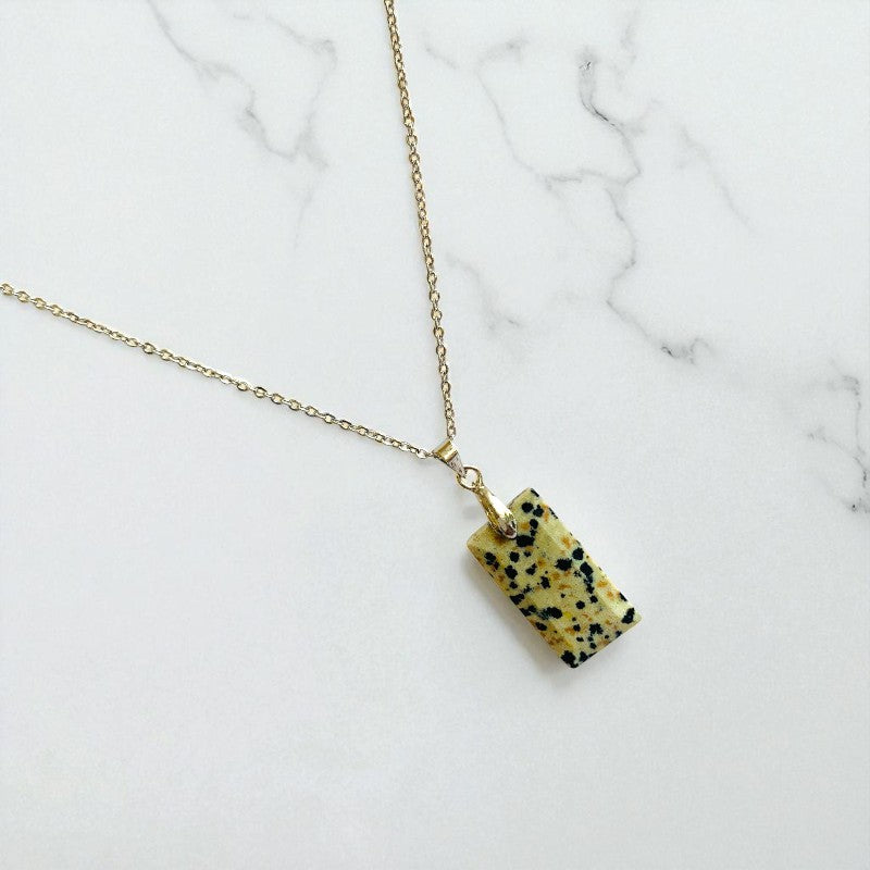 Spotted Elegance Necklace | PVD Plated & Dalmatian Jasper Stone - For Women | Includes: Necklace