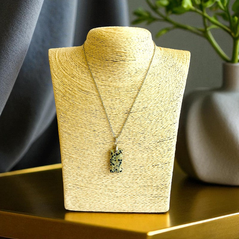 Spotted Elegance Necklace | PVD Plated & Dalmatian Jasper Stone - For Women | Includes: Necklace