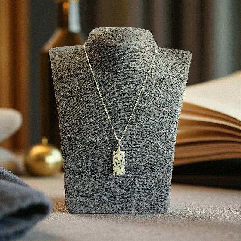 Spotted Elegance Necklace | PVD Plated & Dalmatian Jasper Stone - For Women | Includes: Necklace