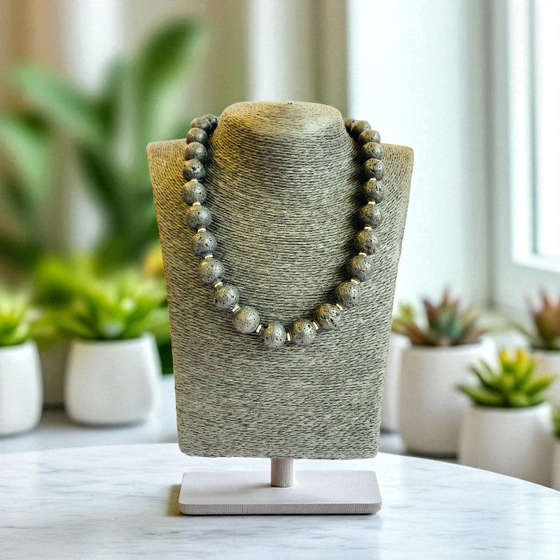 Earth Lava Set | Lava Stone - For Unisex | Includes: Necklace & Bracelet
