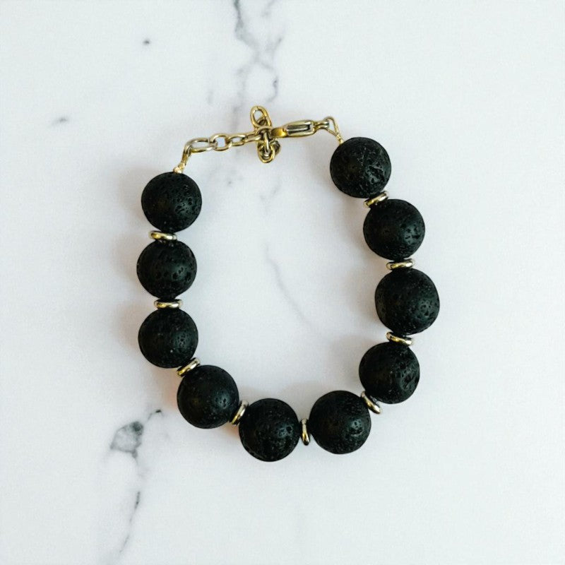 Earth Lava Set | Lava Stone - For Unisex | Includes: Necklace & Bracelet