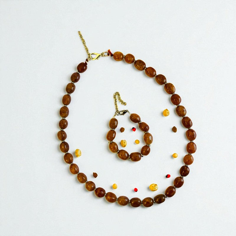Grounded Aventurine Set | Brown Aventurine - For Unisex | Includes: Necklace & Bracelet