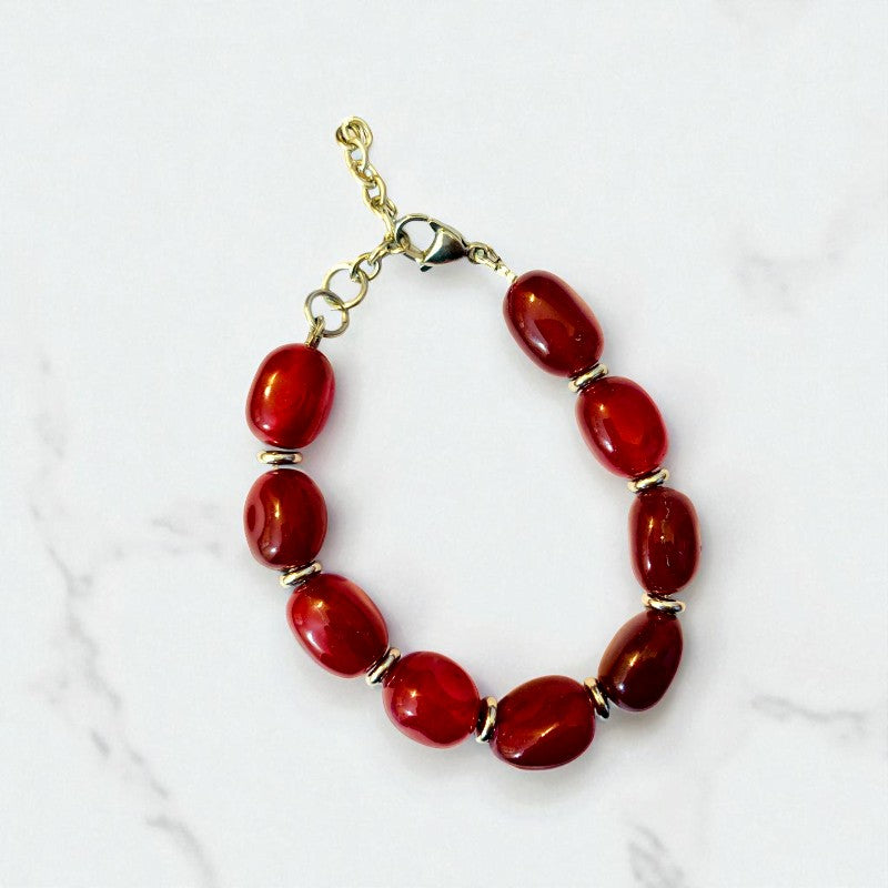 Bold Red Onyx Set | Red Onyx - For Unisex | Includes: Necklace & Bracelet