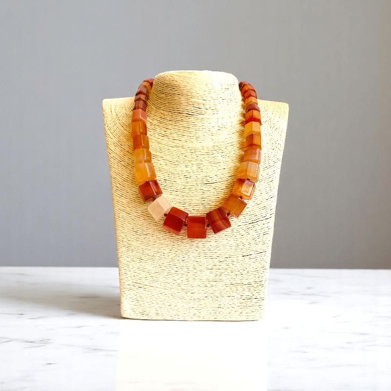 Sunset Flame Necklace | Coroline Carnelian Stone - For Women | Includes: Necklace