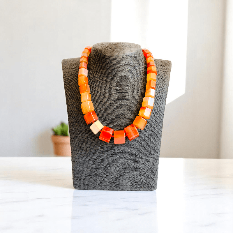 Sunset Flame Necklace | Coroline Carnelian Stone - For Women | Includes: Necklace