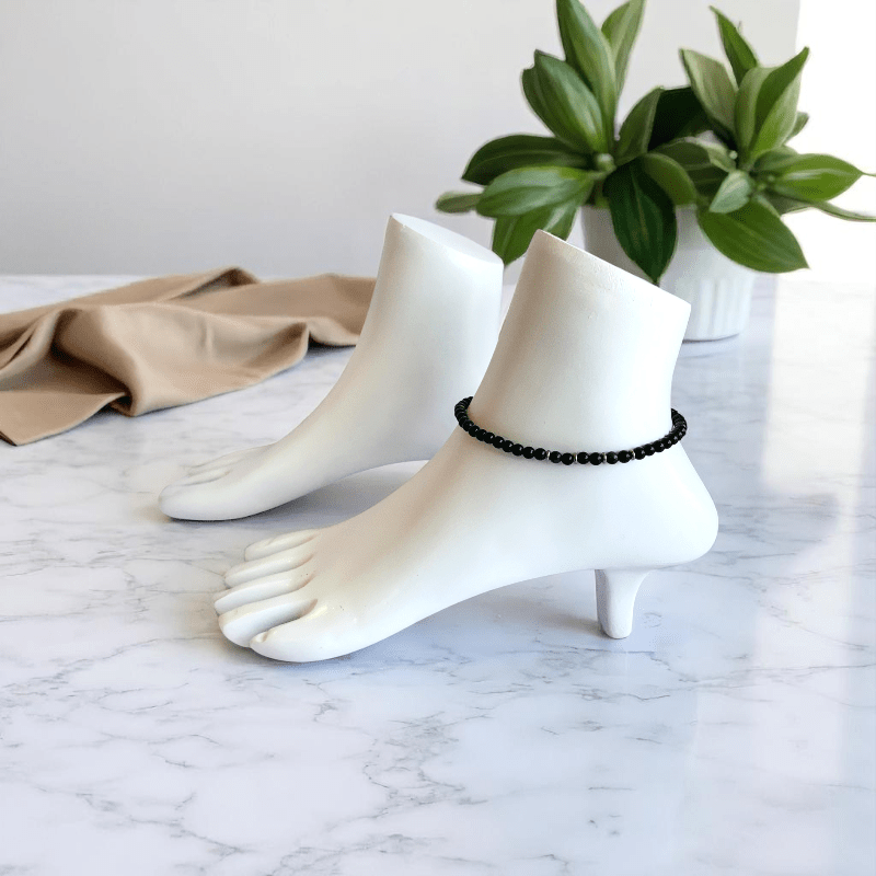 Wanderlust Vibes Anklet | Black Obsidian Stone - For Women | Includes: Anklet
