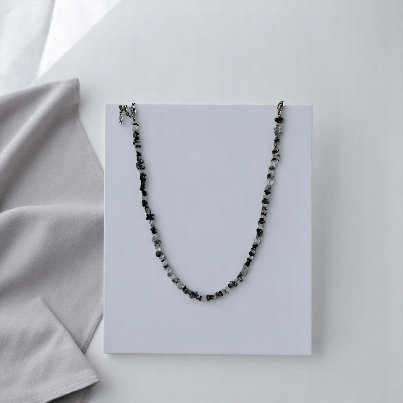 Cosmic Veins Necklace | Black Rutile Stone - For All | Includes: Necklace