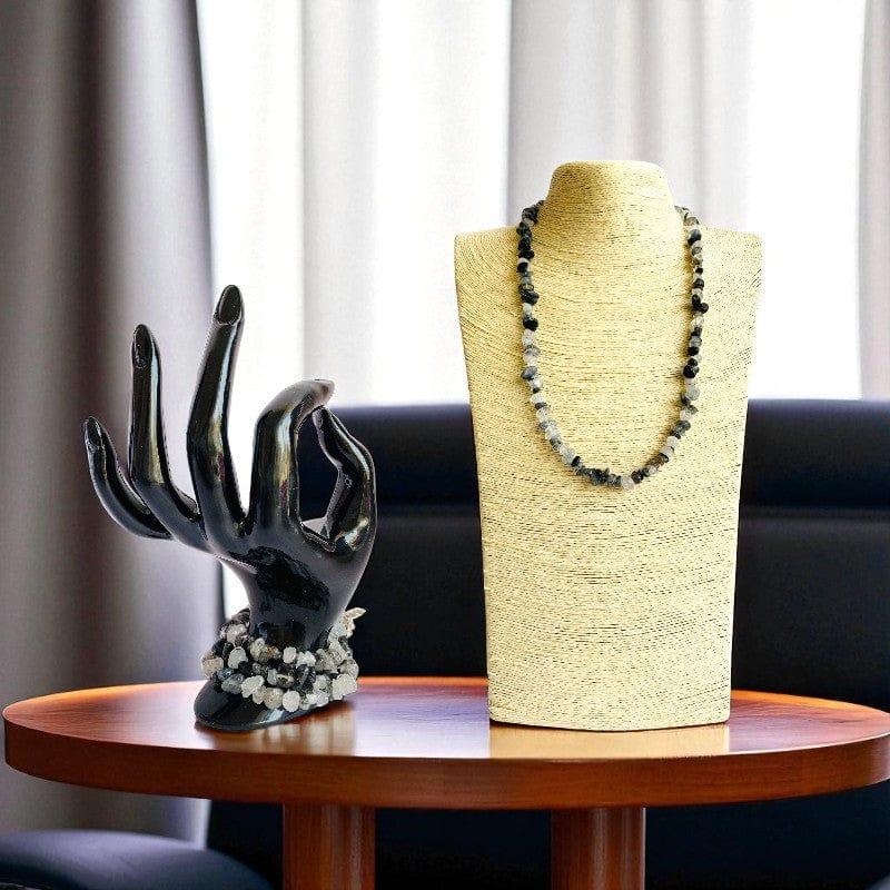 Cosmic Veins Necklace | Black Rutile Stone - For All | Includes: Necklace