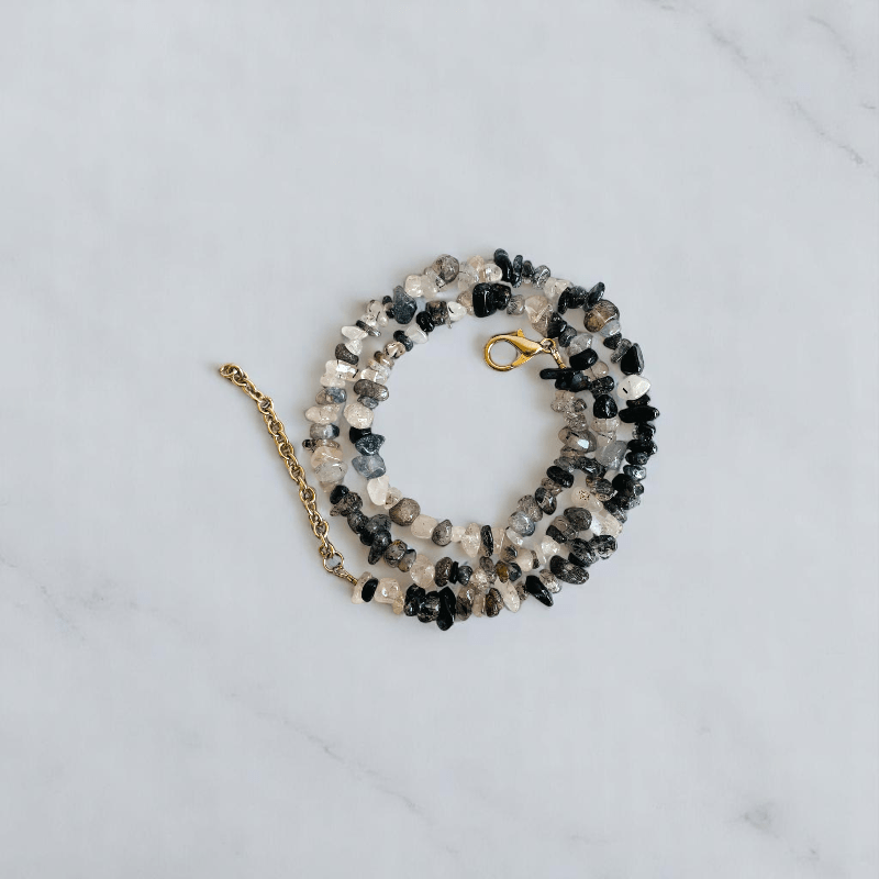 Cosmic Veins Necklace | Black Rutile Stone - For All | Includes: Necklace
