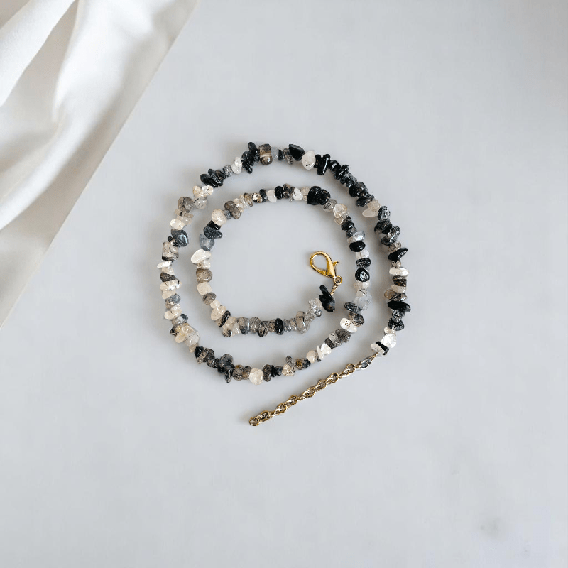 Cosmic Veins Necklace | Black Rutile Stone - For All | Includes: Necklace