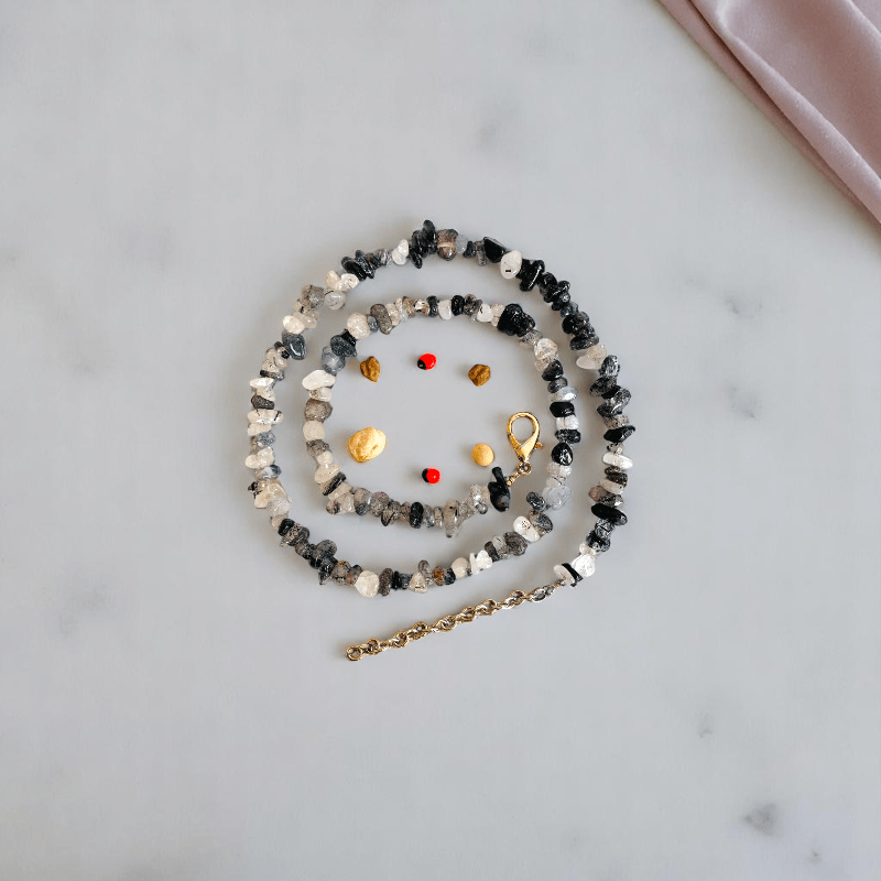 Cosmic Veins Necklace | Black Rutile Stone - For All | Includes: Necklace