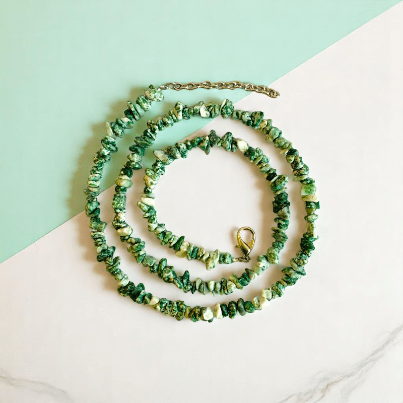 Botanic Bliss Necklace | Green Spot Jasper Stone - For All | Includes: Necklace