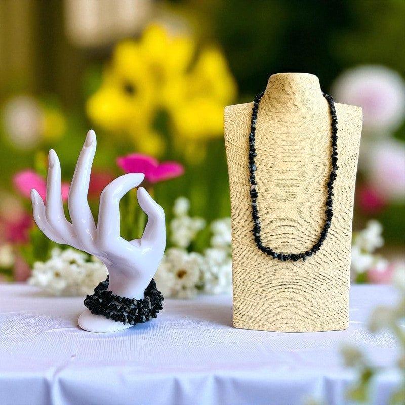 Snow shade Necklace | Snowflake Obsidian Stone - For All | Includes: Necklace