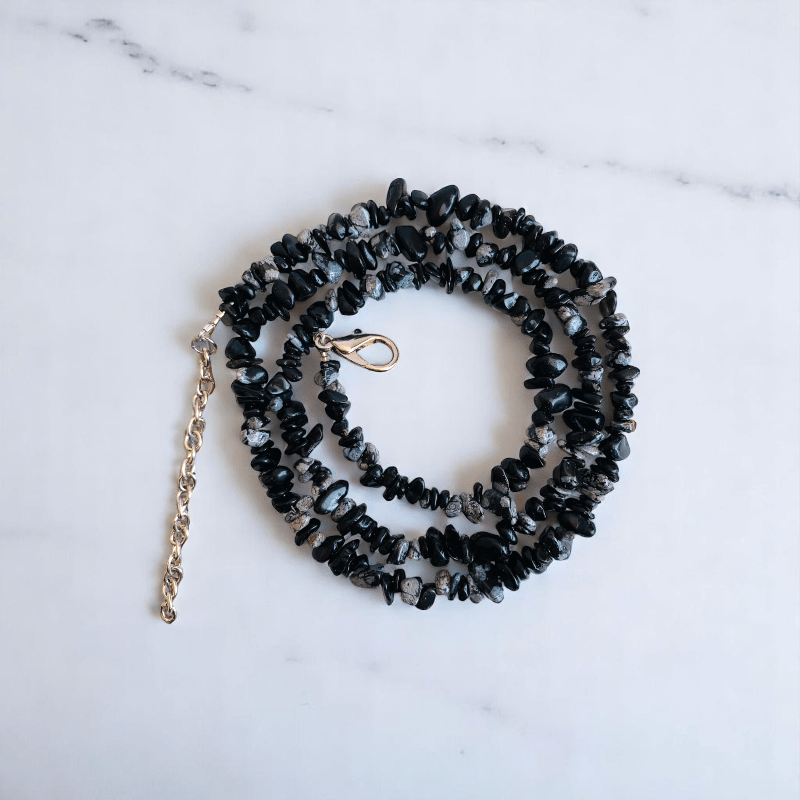 Snow shade Necklace | Snowflake Obsidian Stone - For All | Includes: Necklace