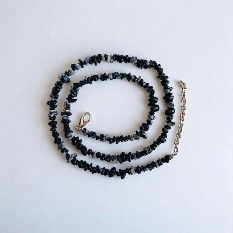 Snow shade Necklace | Snowflake Obsidian Stone - For All | Includes: Necklace