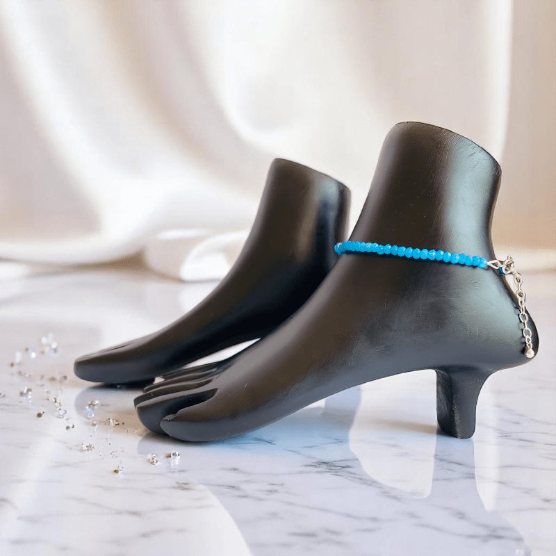LuckStride Anklet | 925 Silver & Agate - For Women | Includes: Anklet