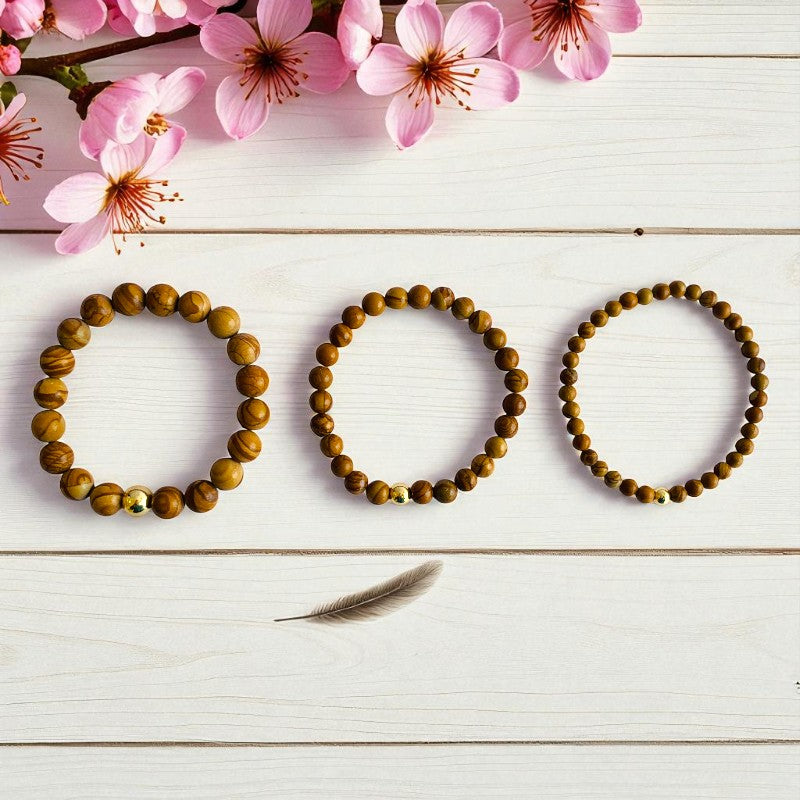 Grounded Three Layered Bracelet | Camel Jasper - For Women | Includes: Bracelets (Set of 3)