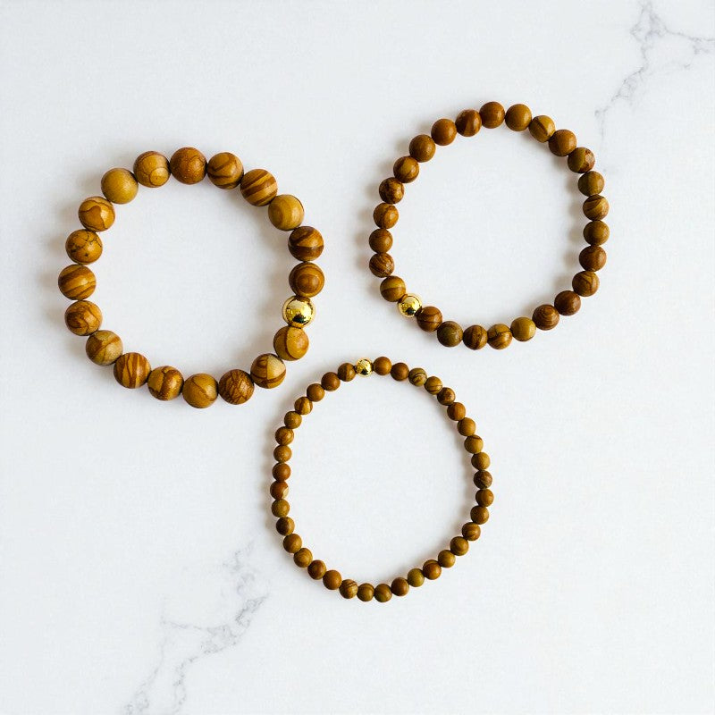 Grounded Three Layered Bracelet | Camel Jasper - For Women | Includes: Bracelets (Set of 3)