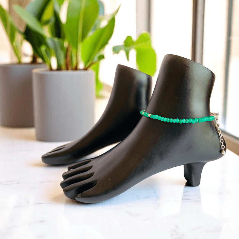 Serene Steps Anklet | 925 Silver & Aventurine Stone - For Women | Includes: Anklet