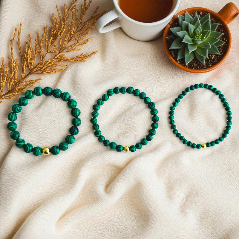 Healing Three Layered Bracelet | Malachite - For Women | Includes: Bracelets (Set of 3)