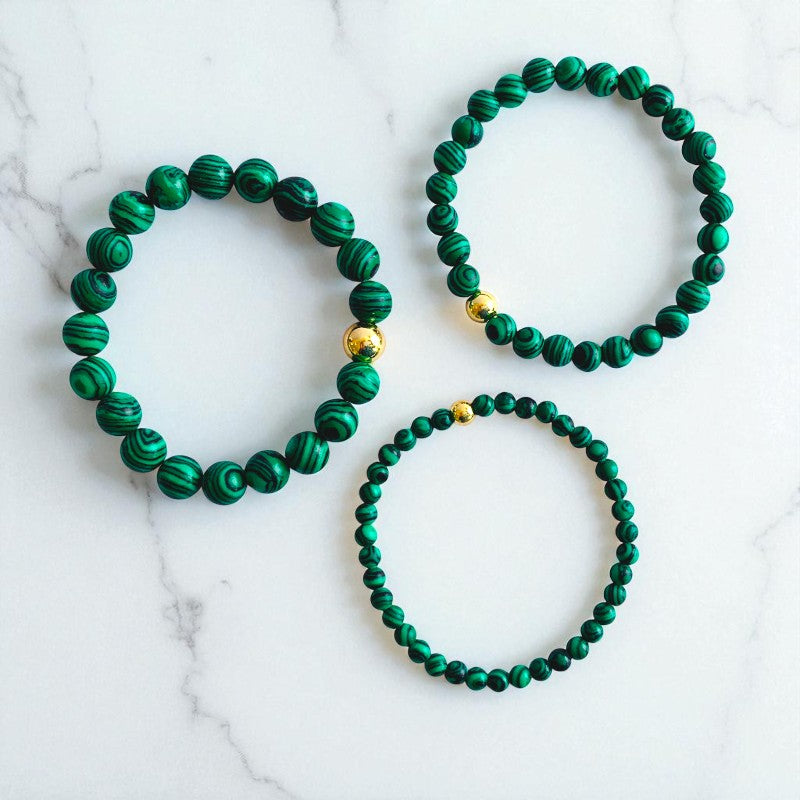 Healing Three Layered Bracelet | Malachite - For Women | Includes: Bracelets (Set of 3)