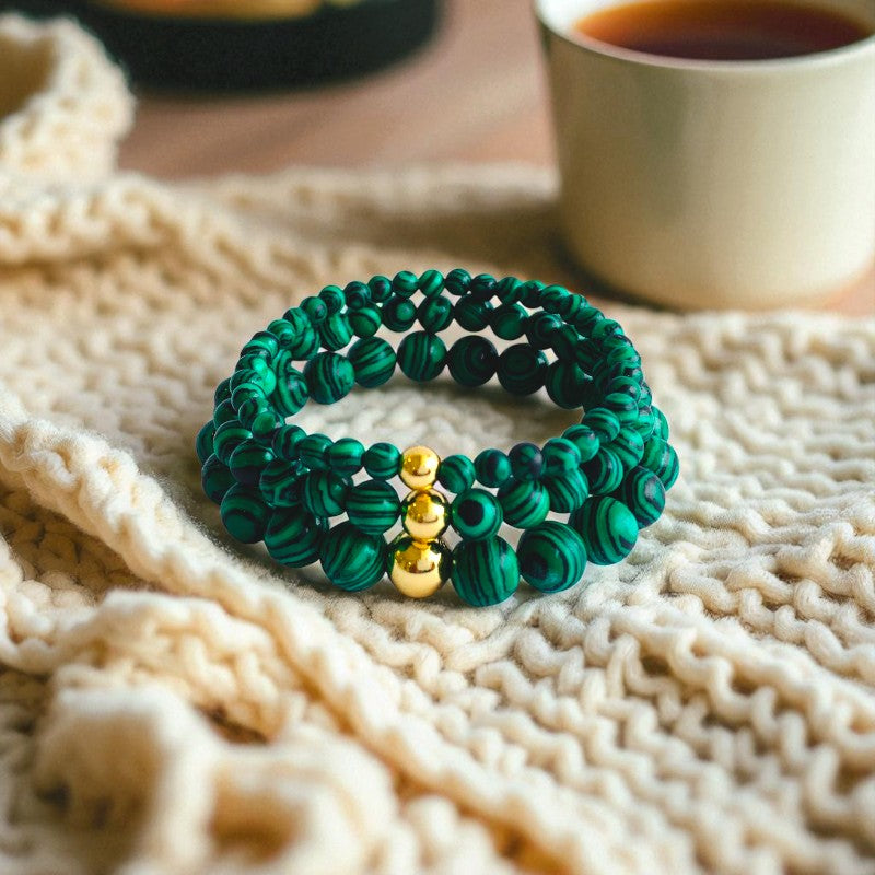 Healing Three Layered Bracelet | Malachite - For Women | Includes: Bracelets (Set of 3)