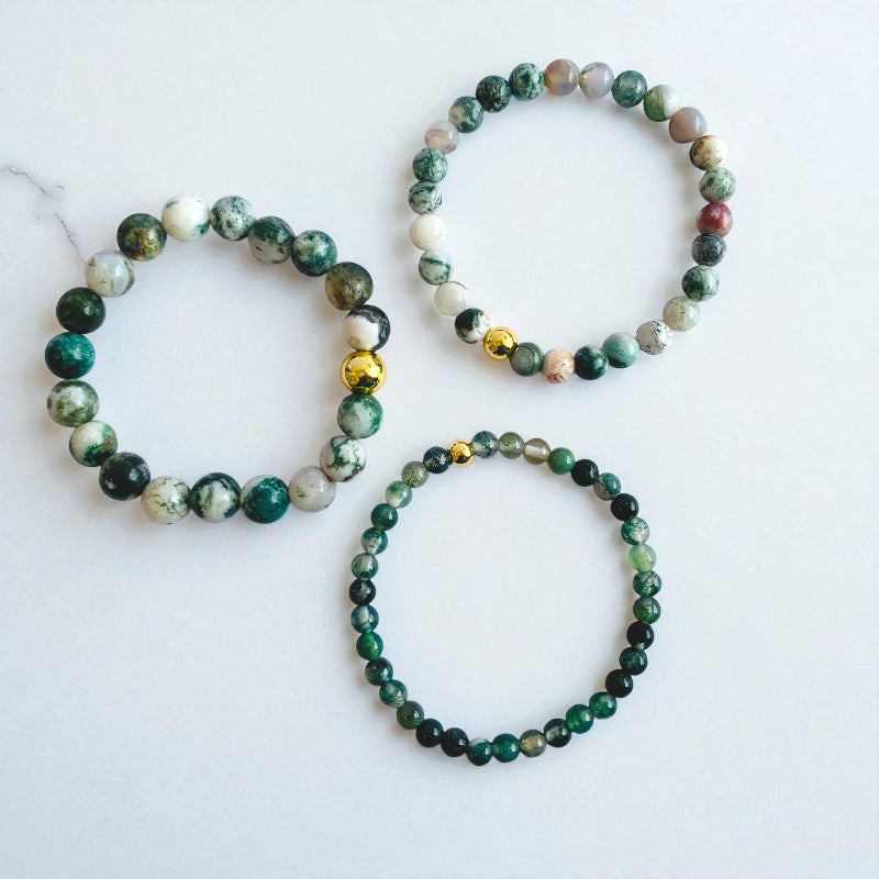 Natural Three Layered Bracelet | Tree Agate - For Women | Includes: Bracelets (Set of 3)