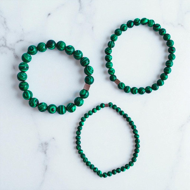 Grounding Layered Bracelets | Malachite - For Men | Includes: Bracelets (Set of 3)