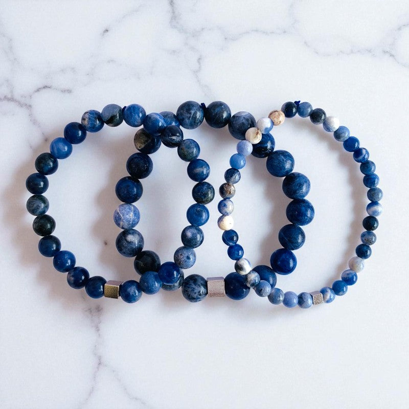 Calm Layered Bracelets | Sodalite - For Men | Includes: Bracelets (Set of 3)