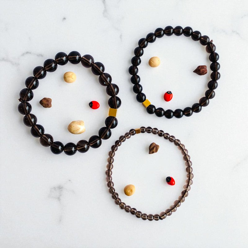 Protection Layered Bracelets | Smokey Quartz - For Men | Includes: Bracelets (Set of 3)