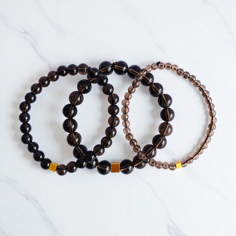 Protection Layered Bracelets | Smokey Quartz - For Men | Includes: Bracelets (Set of 3)