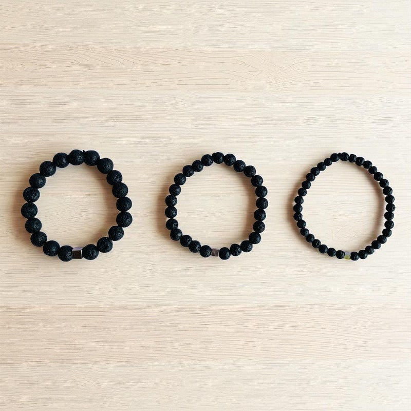 Energy Layered Bracelets | Lava Stone - For Men | Includes: Bracelets (Set of 3)